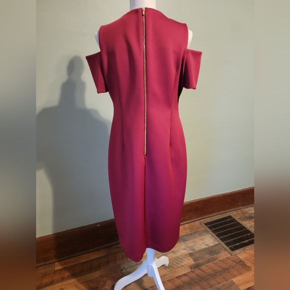 Burgundy Calvin Klein Dress Size 12 Party Wedding Guest Mom of Bride E4 - Picture 4 of 8